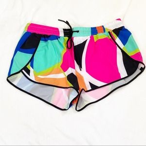 NWT Fabletics Women's Size Medium Carrie Shorts Bright Pink Blue Green tie front